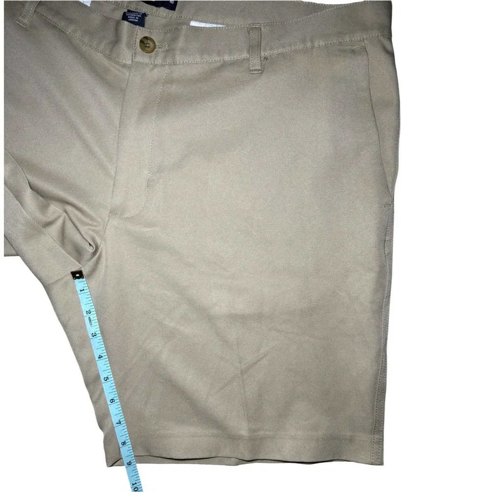 Chaps Golf Shorts Men Size 40 Tan Khaki Flat Front Performance Polyester Casual